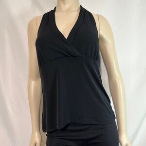 New York & Company stretch black halter blouse top Size XL